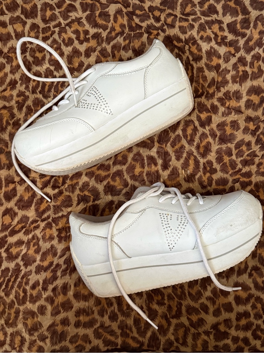 Vintage Volatile white platform y2k sneakers rhinestones lace up